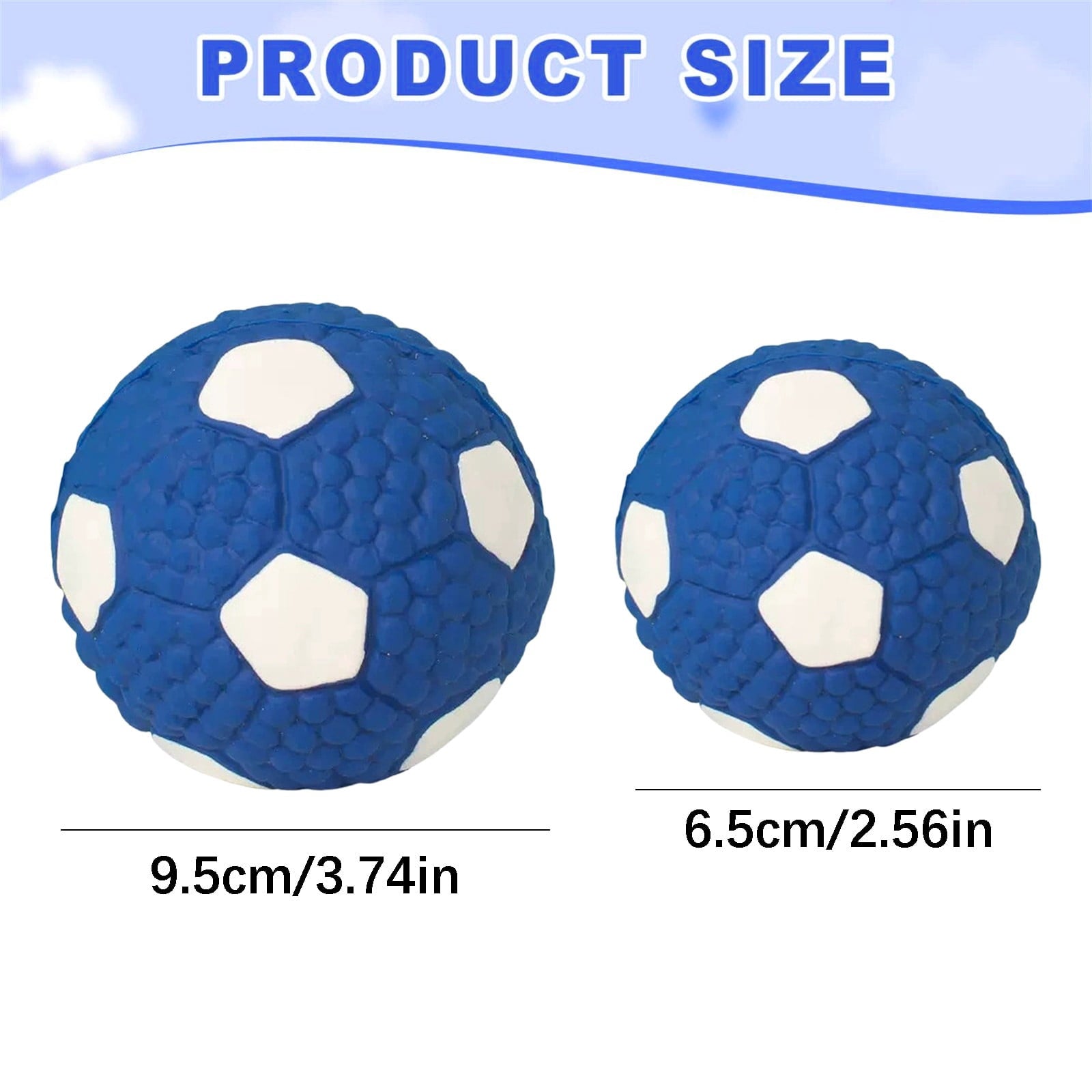 Blue Soccer Ball Rubber Dog Chew Toy with Squeaker – Durable Interactive Toy for Medium & Large Dogs, Size L