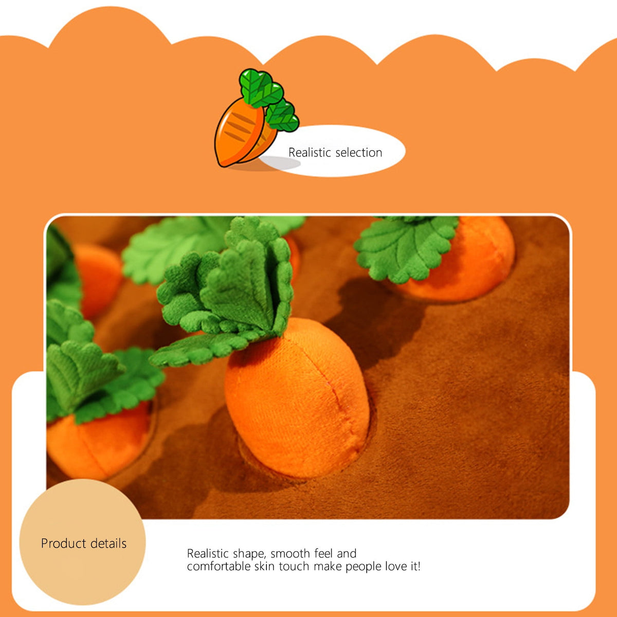 Carrot Dog Toy, Carrot Snuffle Mat for Dogs, Carrots Plush Puzzle Toys, Carrots Enrichment Dog Puzzle Toys, Hide and Seek Carrot Pet Interactive Toy B