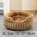 Round Plush Pet Bed with Removable Cover – Coffee, XL, 27.56 x 27.56 x 7.09in