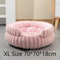 Round Plush Pet Bed with Removable Cover – Pink, XL, 27.56 x 27.56 x 7.09in