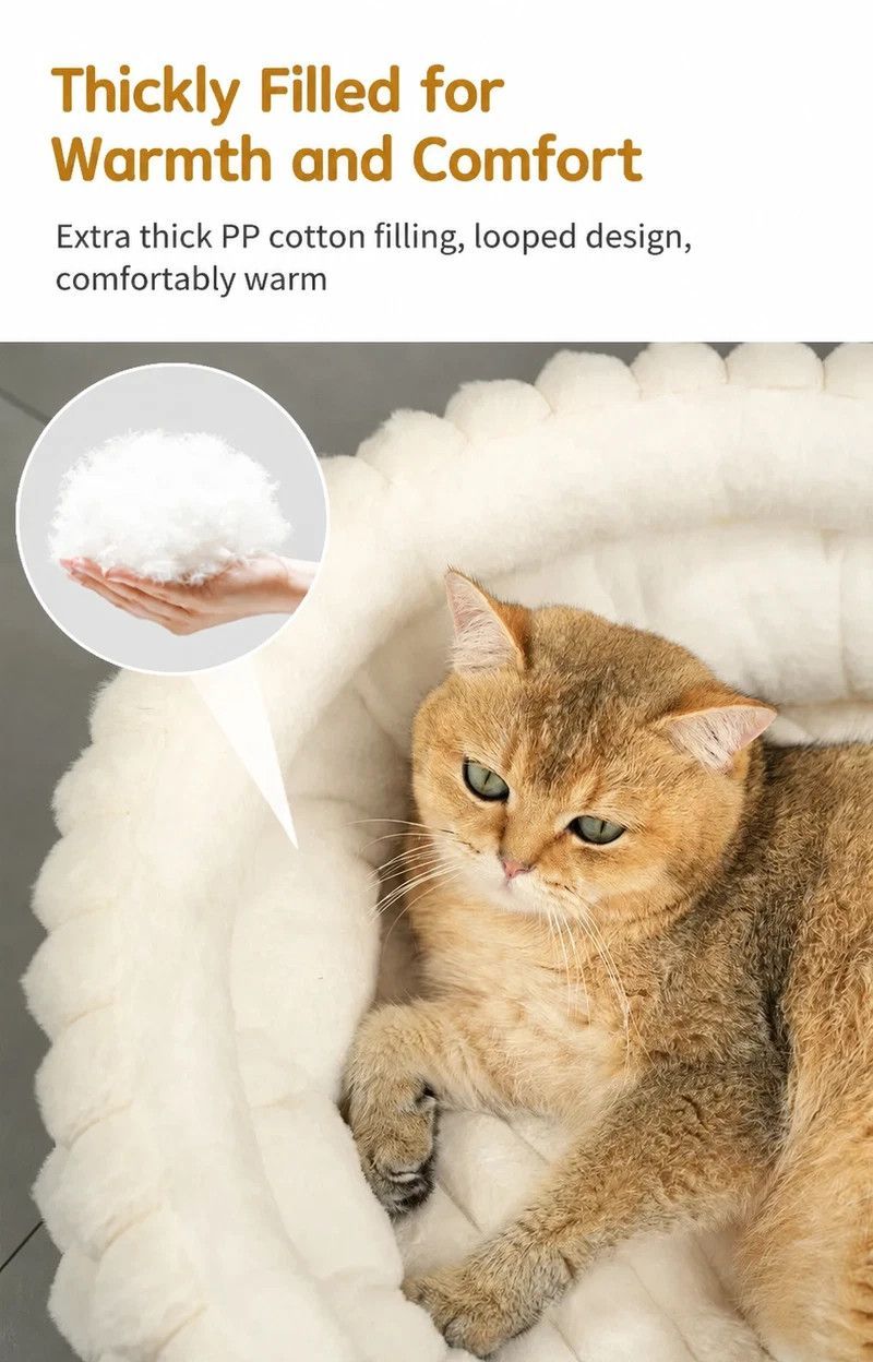 Round Plush Pet Bed with Removable Cover – Pink, XL, 27.56 x 27.56 x 7.09in