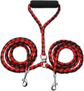Red and Black Double Dog Leash and Collar Set - 1.4m Long - Durable Pet Lead for Dogs
