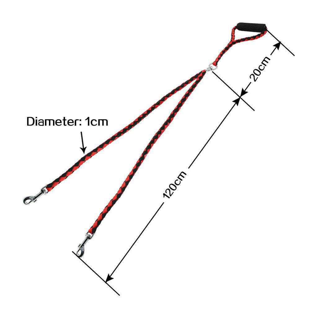Red and Black Double Dog Leash and Collar Set - 1.4m Long - Durable Pet Lead for Dogs