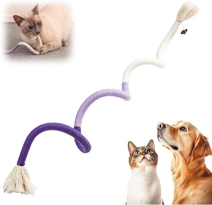 Cat Chew Rope Toy with Catnip – Interactive Dental Cleaning & Enrichment Toy for Indoor Cats & Kittens, 23.6in, Purple