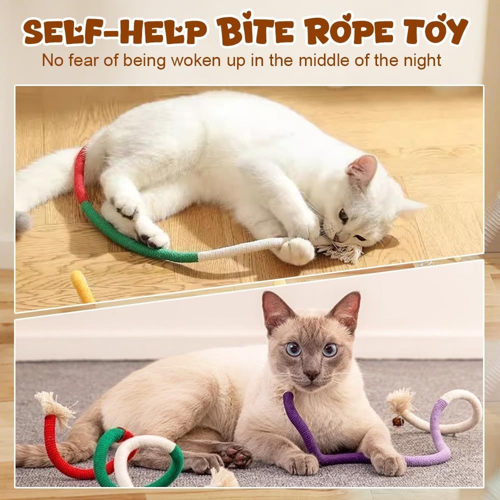 Cat Chew Rope Toy with Catnip – Interactive Dental Cleaning & Enrichment Toy for Indoor Cats & Kittens, 23.6in, Purple