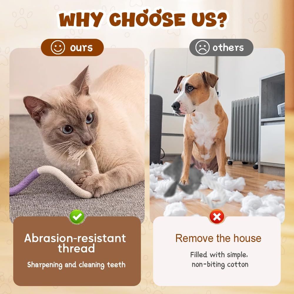 Cat Chew Rope Toy with Catnip – Interactive Dental Cleaning & Enrichment Toy for Indoor Cats & Kittens, 23.6in, Purple