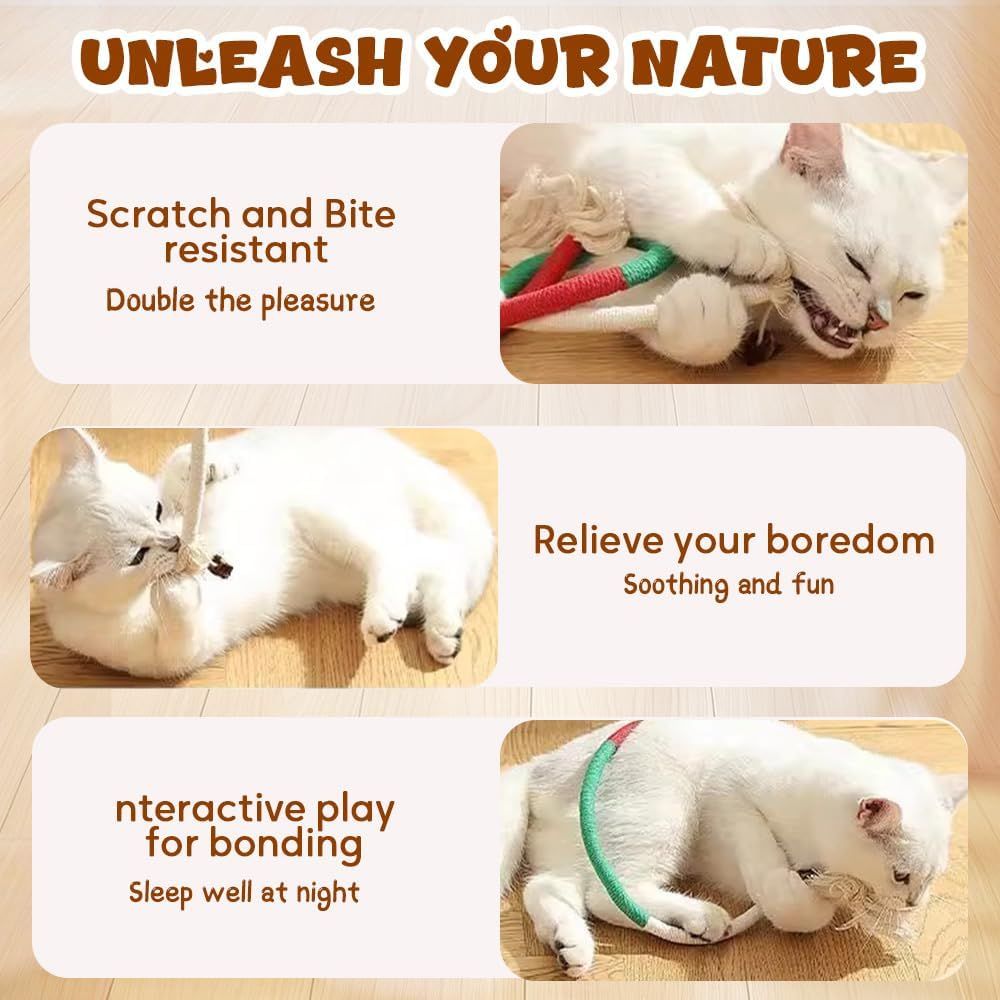 Cat Chew Rope Toy with Catnip – Interactive Dental Cleaning & Enrichment Toy for Indoor Cats & Kittens, 23.6in, Purple