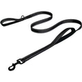 Reflective Dog Leash with Dual Handles - Anti-Shock Nylon Pet Lead for Large Medium Dogs - No-Pull Training Leash - Black 1.5m