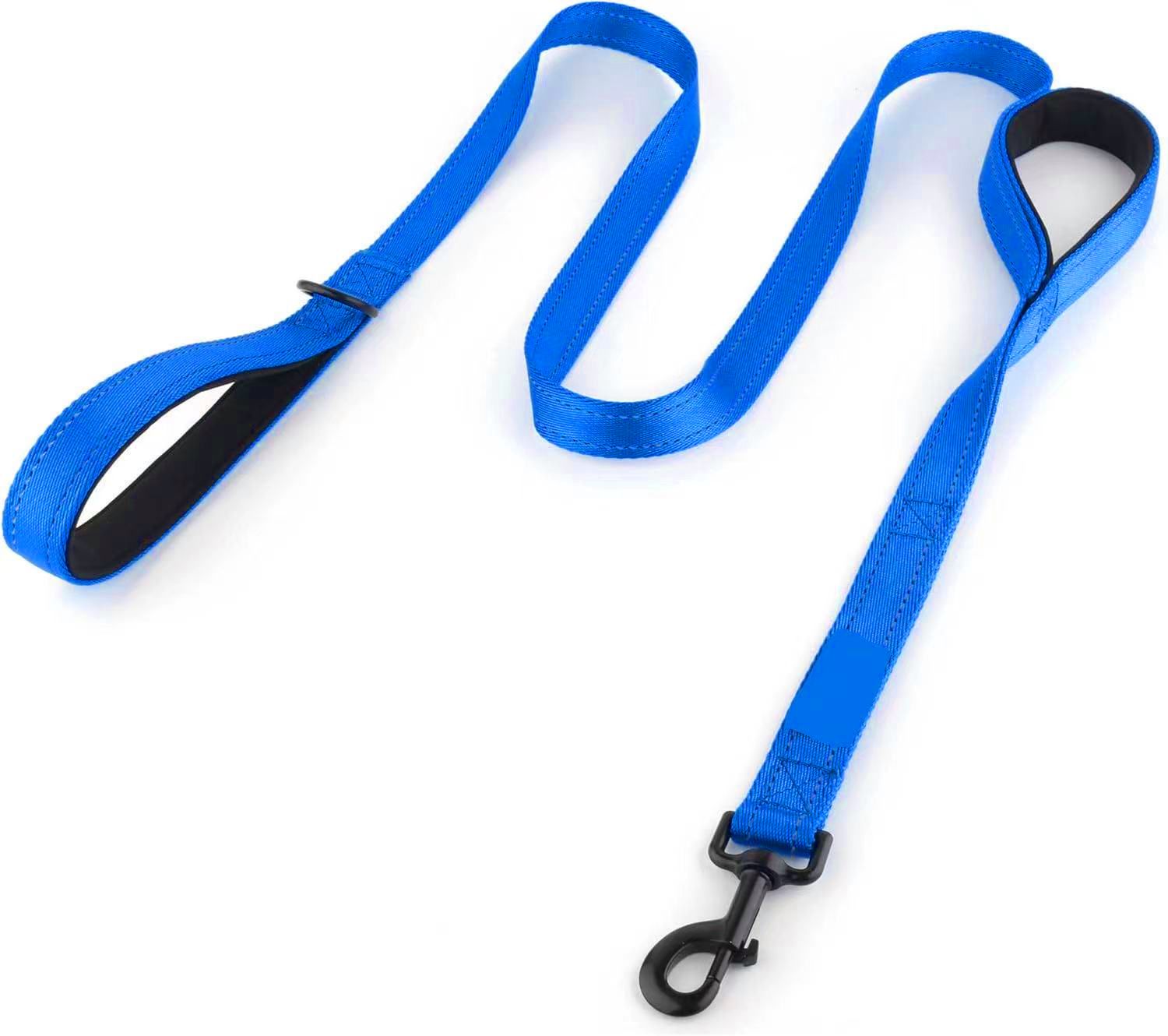 Reflective Dog Leash with Dual Handles - Anti-Shock Nylon Pet Lead for Large Medium Dogs - No-Pull Training Leash - Royal Blue 1.8m