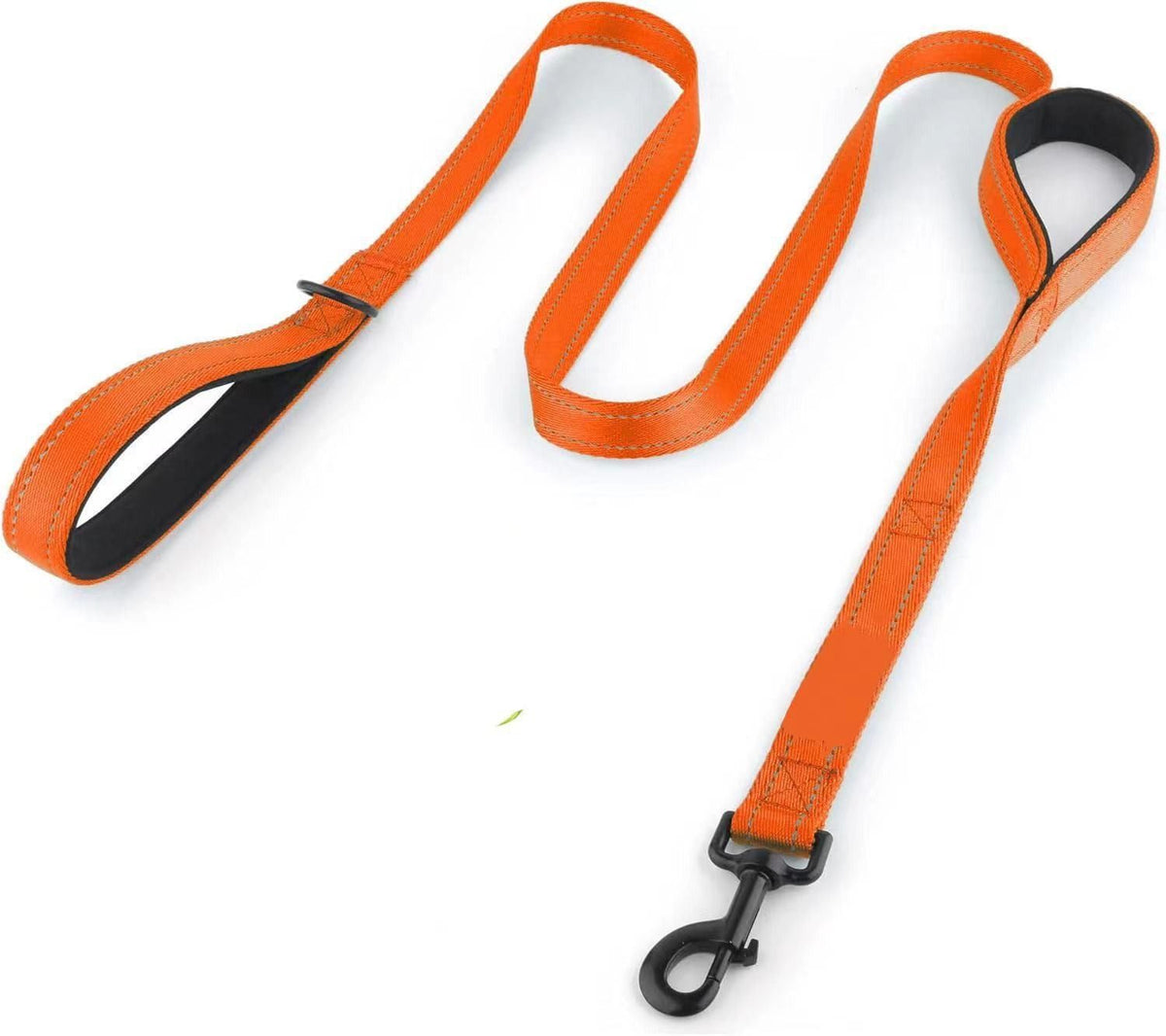 Reflective Dog Leash with Dual Handles - Anti-Shock Nylon Pet Lead for Large Medium Dogs - No-Pull Training Leash - Orange 1.8m