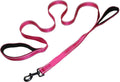 Reflective Dog Leash with Dual Handles - Anti-Shock Nylon Pet Lead for Large Medium Dogs - No-Pull Training Leash - Rose Red 1.8m