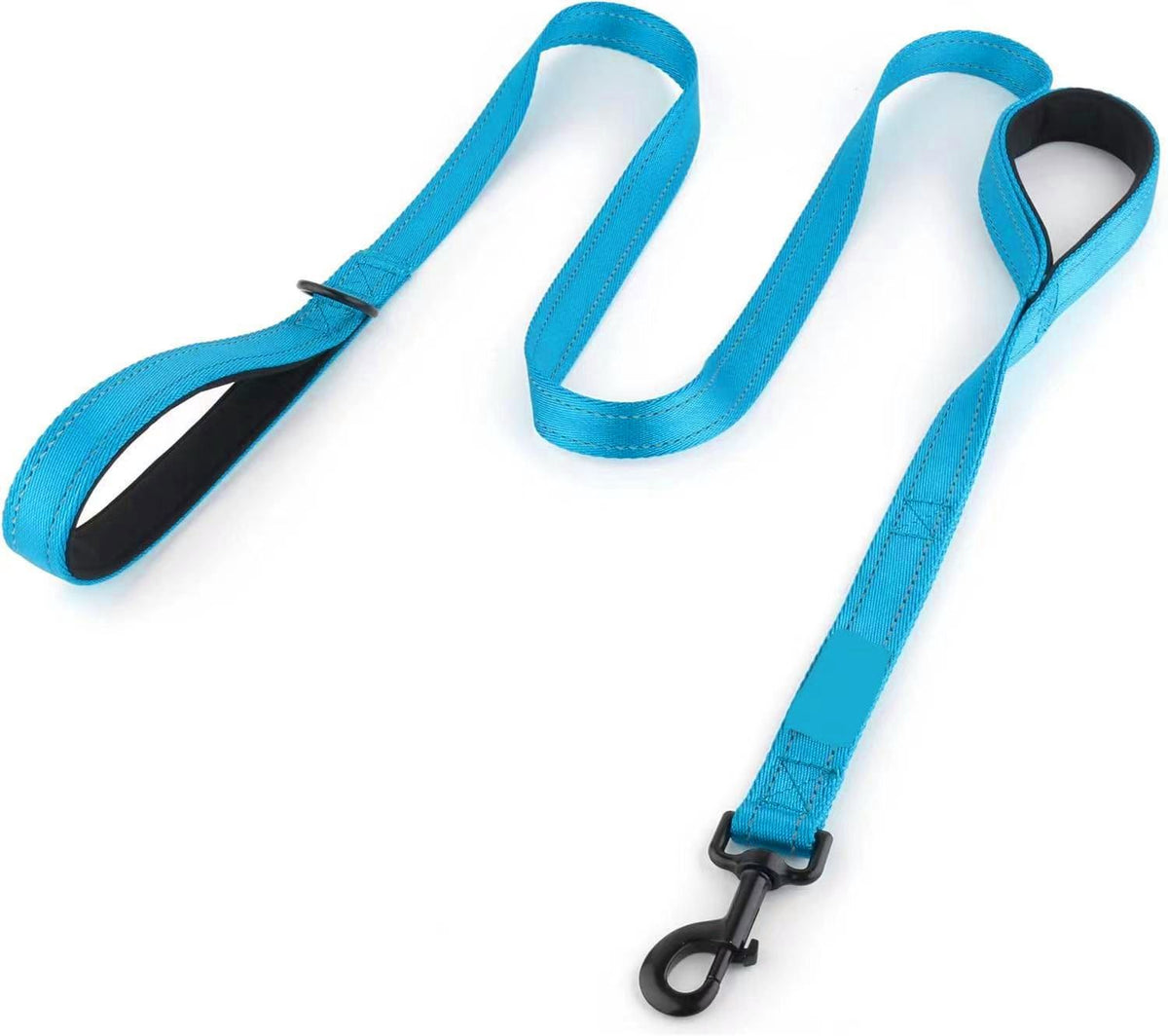 Reflective Dog Leash with Dual Handles - Anti-Shock Nylon Pet Lead for Large Medium Dogs - No-Pull Training Leash - Sky Blue 1.8m