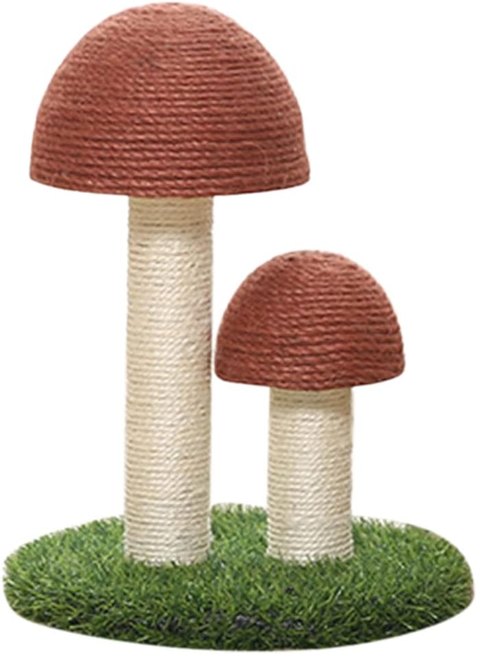 Mushroom Cat Scratching Post with Natural Sisal & Simulated Lawn – Cat Climbing Shelf, Scratching Board & Resting Furniture for Indoor Cats