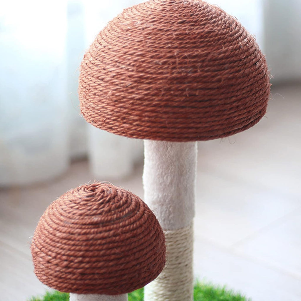 Mushroom Cat Scratching Post with Natural Sisal & Simulated Lawn – Cat Climbing Shelf, Scratching Board & Resting Furniture for Indoor Cats