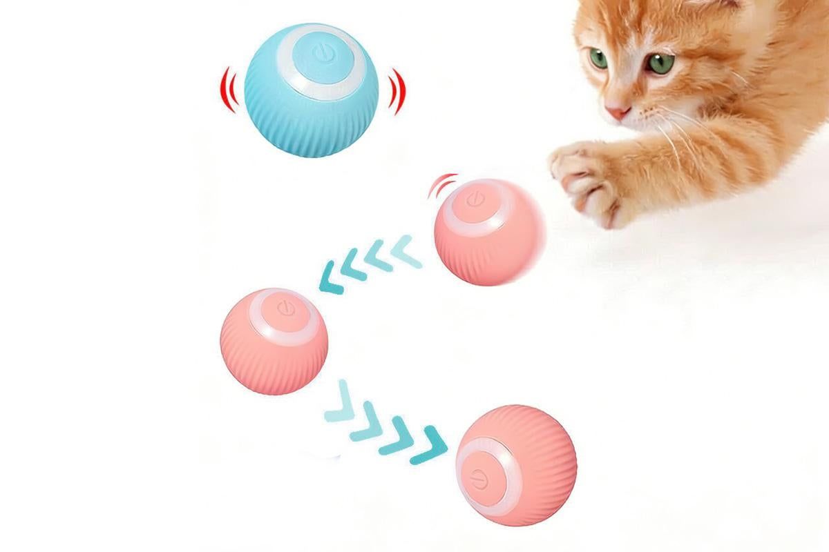 2PCS Interactive Smart Cat Toy Automatic Rolling Cat Ball Self-Moving Kitten Toys