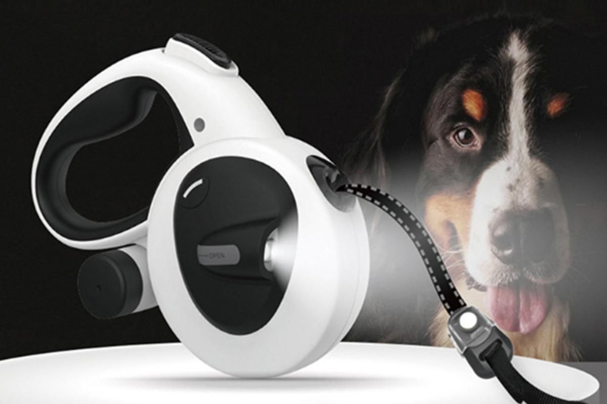 5m Auto Retractable Dog Leash with LED Light Pet Walking Lead for Small Medium Large Dogs - M