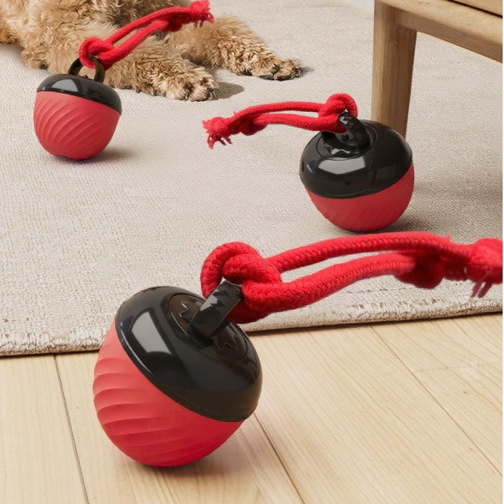 Squeaky Rolling Ball Dog Toy - Interactive Motion-Activated Chew Toy for Dogs Red