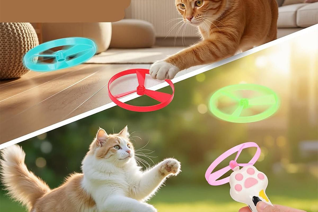 Cat Toy Disc Launcher Cat Fetch Toy Cat Disc Launcher with Lights-White