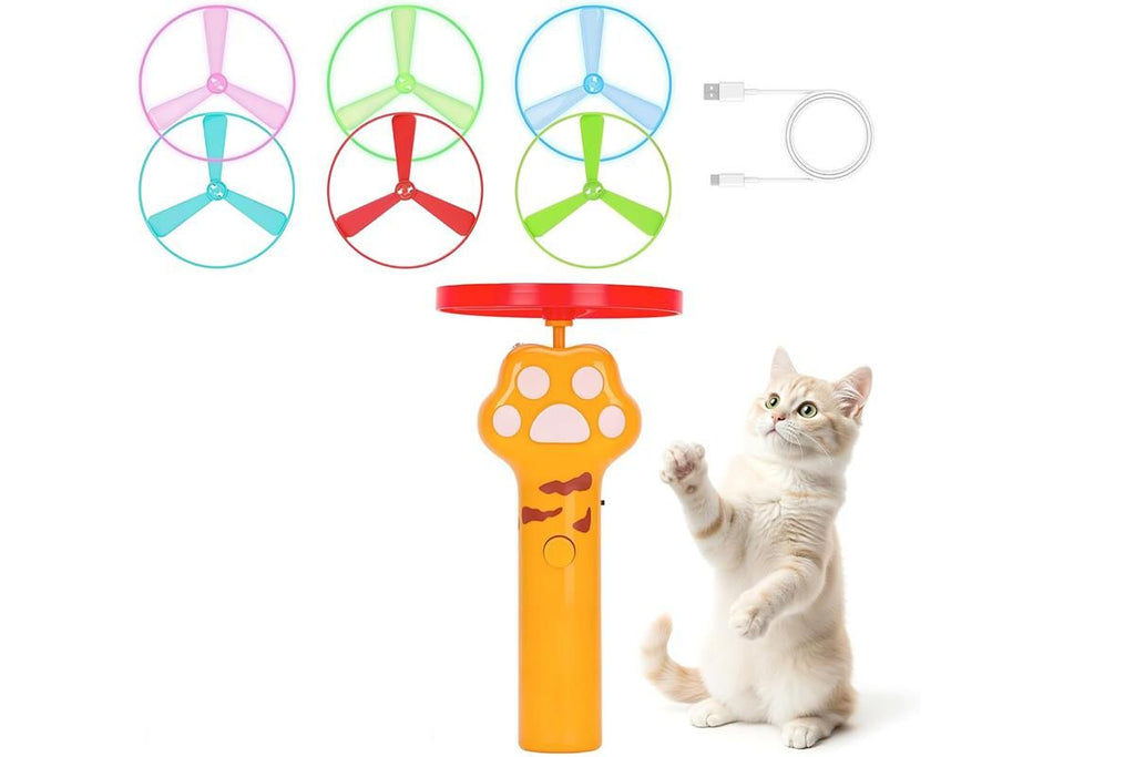 Cat Toy Disc Launcher Cat Fetch Toy Cat Disc Launcher with Lights-White