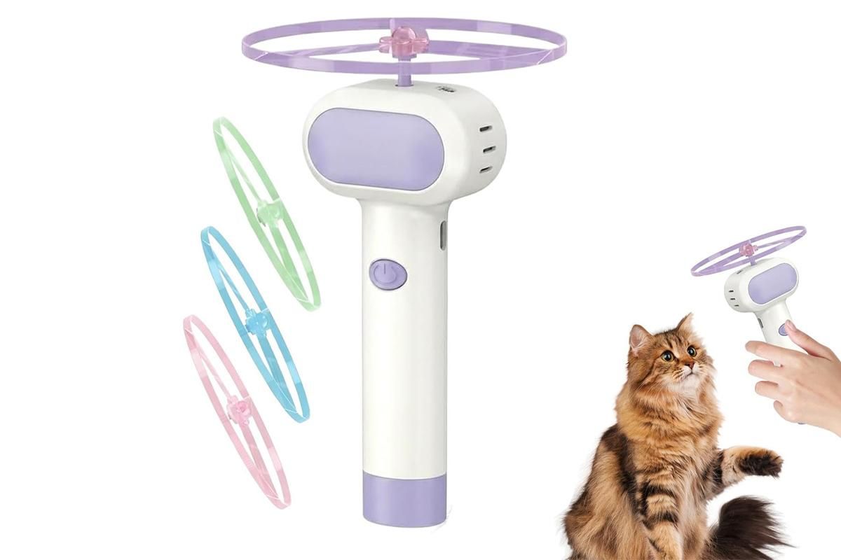 Cat Toy Disc Launcher Cat Fetch Toy Cat Disc Launcher with Lights-White