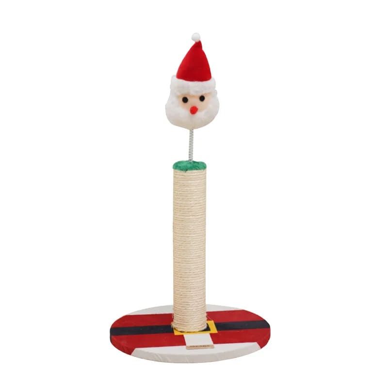 Christmas Cat Scratcher Post with Spring Head & Hanging Ball – Santa & Candy Cane Design, Sisal Rope Cat Toy & Holiday Decor, 30 x 57cm