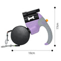 Dual-Head Retractable Dog Leash with LED Flashlight, Waste Bag Dispenser, 360° Tangle-Free Control & Reflective Webbing – Purple-Gray