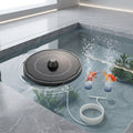 Solar-Powered Aquarium Air Pump with 2000mAh Backup Battery – Dual Outlet Cordless Aerator for Fish Tanks & Ponds, Black
