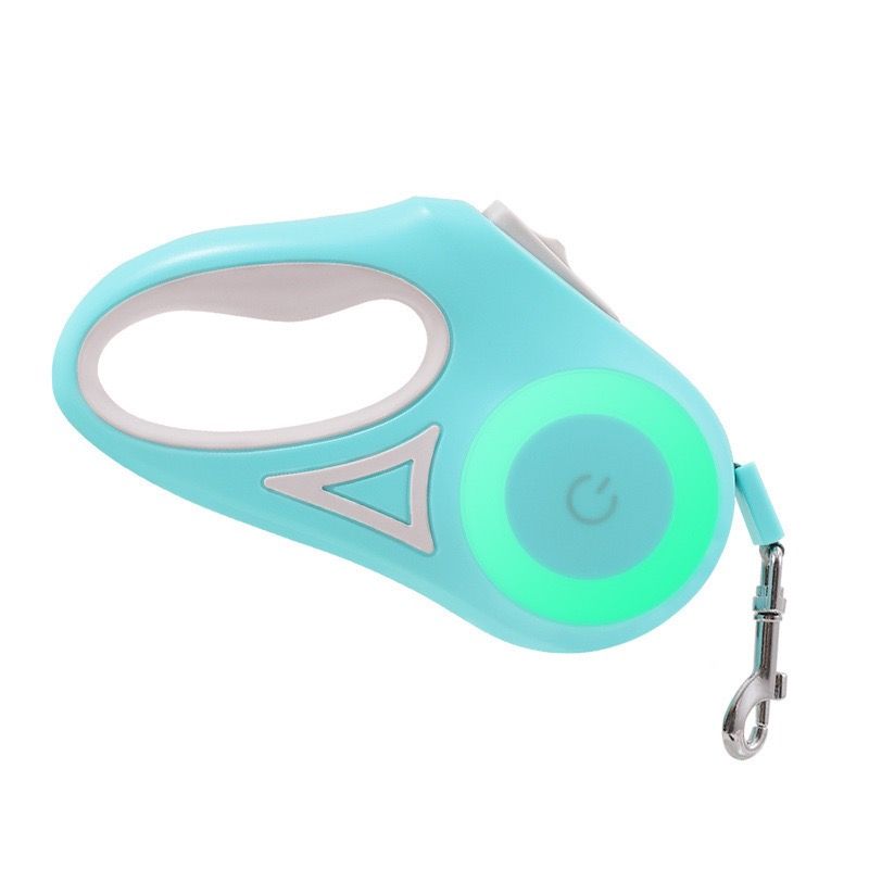 Illuminated Retractable Dog Leash with Touch-Control Brake, RGB Light & Anti-Slip Handle – Mint, 5M (16.4ft)