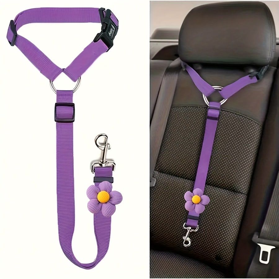 Adjustable Dog Car Seat Belt with Zinc Alloy Hook – Pet Vehicle Safety Restraint for Small to Large Dogs, Black
