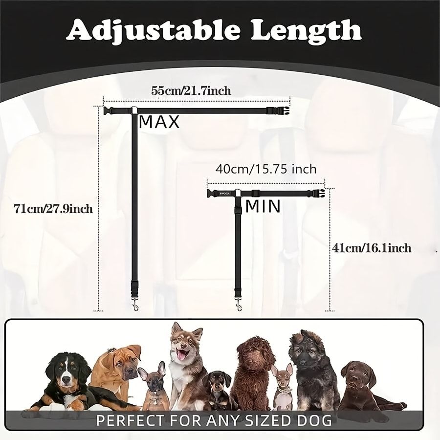 Adjustable Dog Car Seat Belt with Zinc Alloy Hook – Pet Vehicle Safety Restraint for Small to Large Dogs, Purple