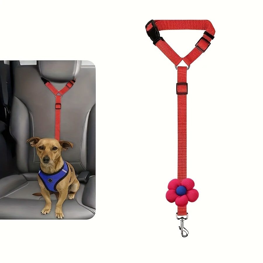 Adjustable Dog Car Seat Belt with Zinc Alloy Hook – Pet Vehicle Safety Restraint for Small to Large Dogs, Purple