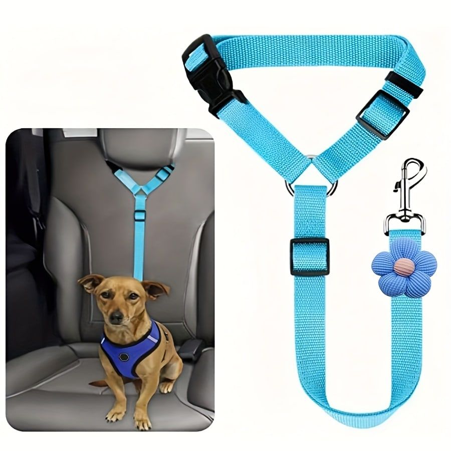 Adjustable Dog Car Seat Belt with Zinc Alloy Hook – Pet Vehicle Safety Restraint for Small to Large Dogs, Purple