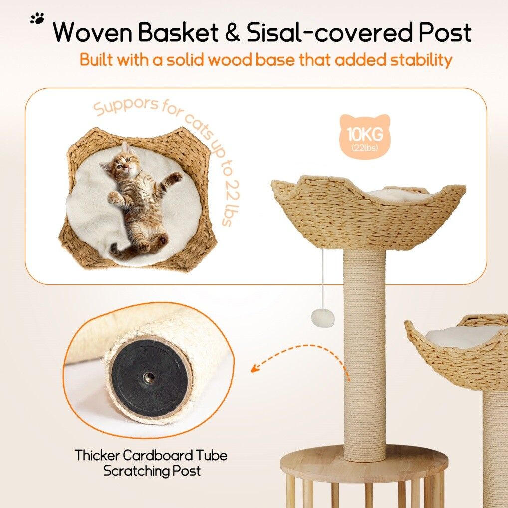 Cat Tree Tower Large Scratching Post Condo Basket Activity Center