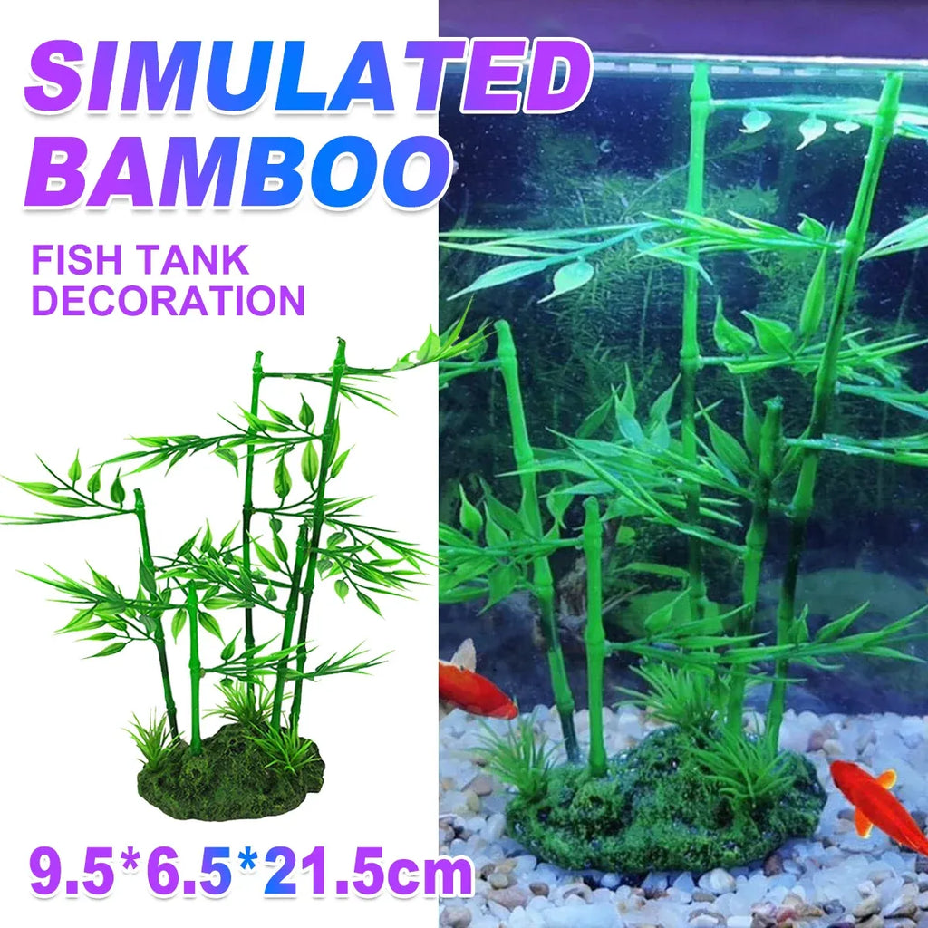 Aquarium Simulation Bamboo Decor Fish Tank Background Decoration
