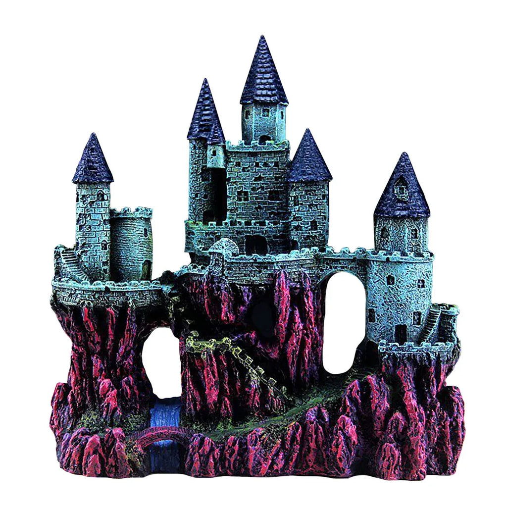 Aquarium Castle Ornament Fish Tank Decoration Medieval Style Resin Decor Home - B