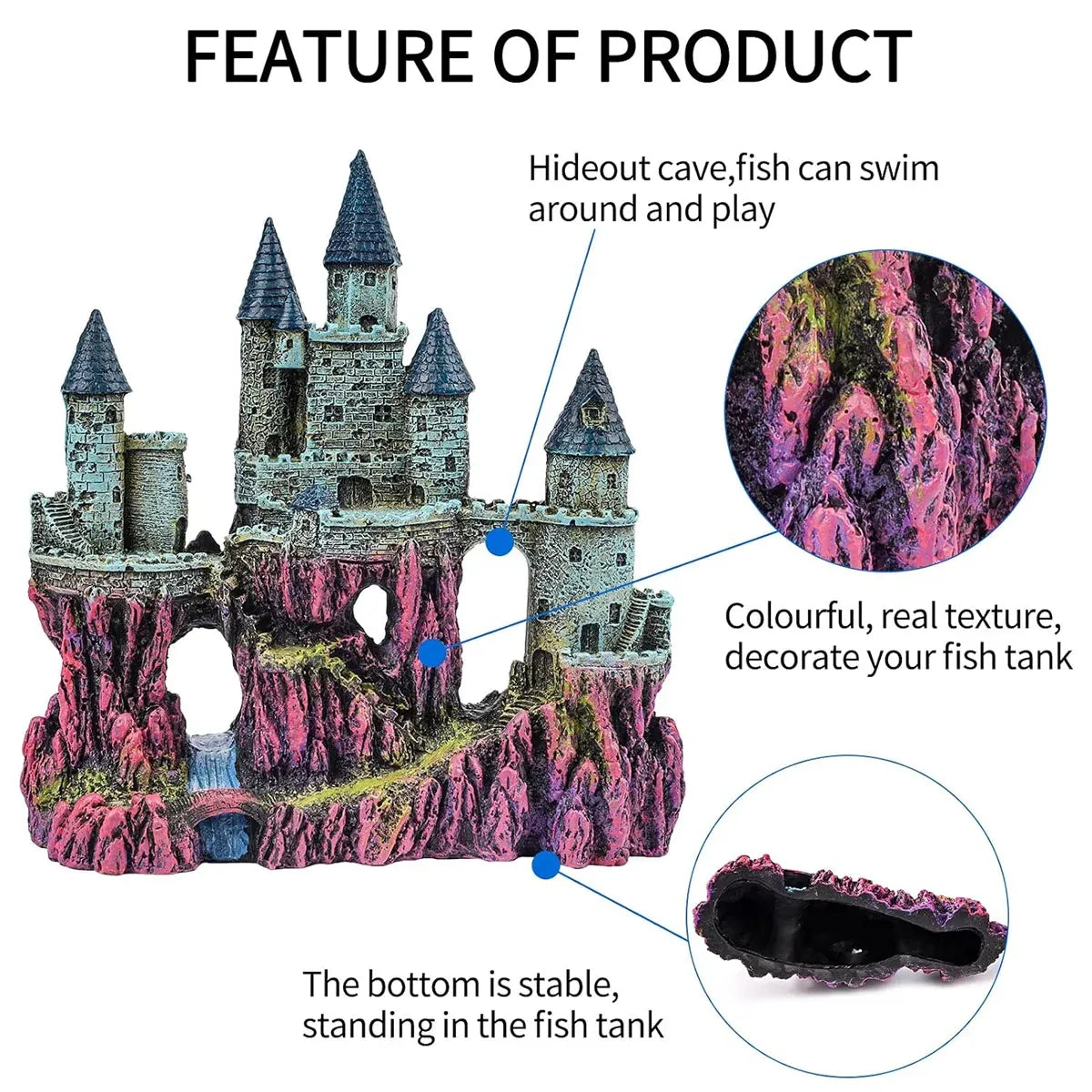 Aquarium Castle Ornament Fish Tank Decoration Medieval Style Resin Decor Home - B