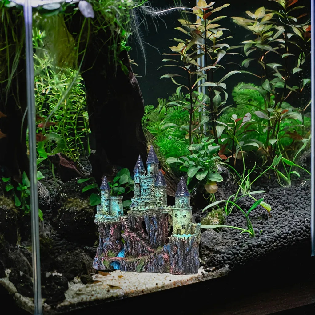 Aquarium Castle Ornament Fish Tank Decoration Medieval Style Resin Decor Home - B