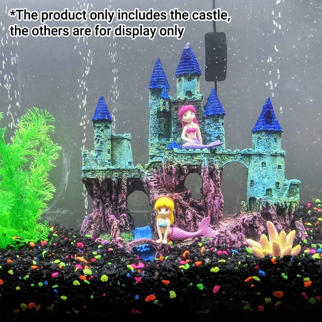 Aquarium Castle Ornament Fish Tank Decoration Medieval Style Resin Decor Home - B