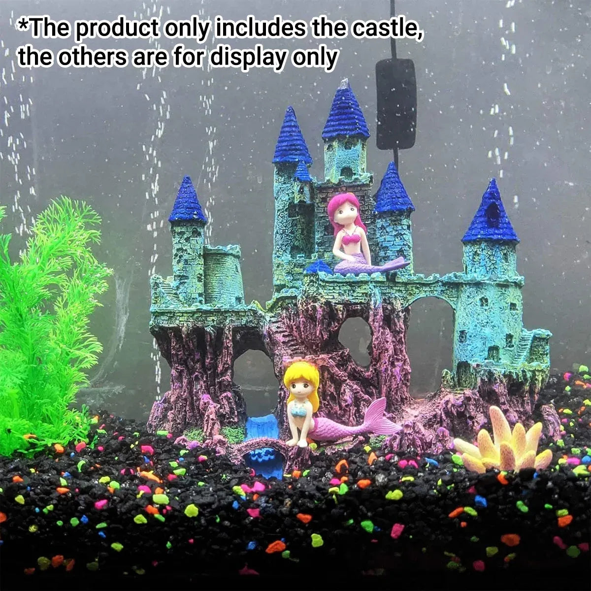 Aquarium Castle Ornament Fish Tank Decoration Medieval Style Resin Decor Home - B