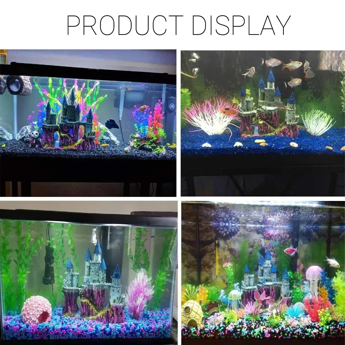 Aquarium Castle Ornament Fish Tank Decoration Medieval Style Resin Decor Home - B