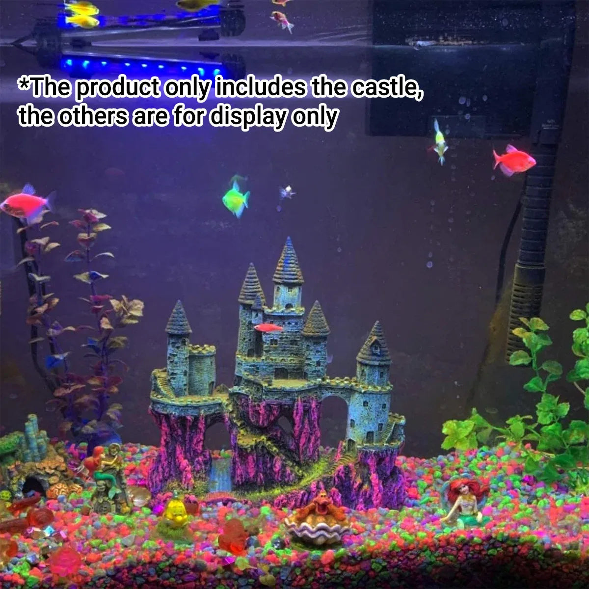 Aquarium Castle Ornament Fish Tank Decoration Medieval Style Resin Decor Home - B
