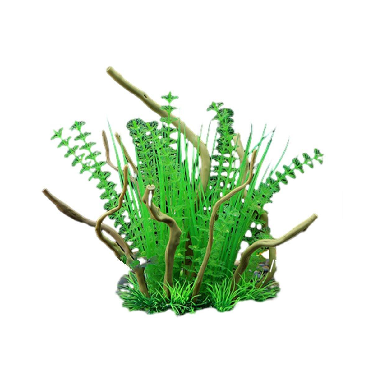 Aquarium Landscaping Decoration Artificial Wood and Plants Fish Tank Ornament - CM1904-Green