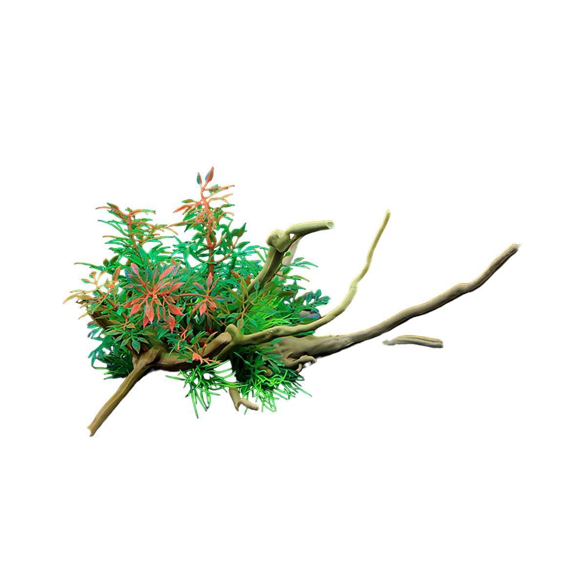 Aquarium Landscaping Decoration Artificial Wood and Plants Fish Tank Ornament - CM1904-Green