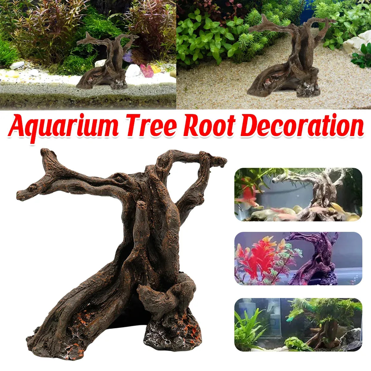 Aquarium Decor Artificial Resin Driftwood Craft Realistic Fish Tank Ornament