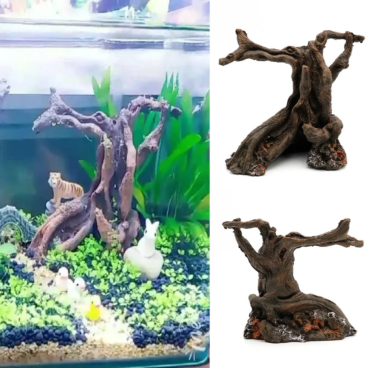 Aquarium Decor Artificial Resin Driftwood Craft Realistic Fish Tank Ornament