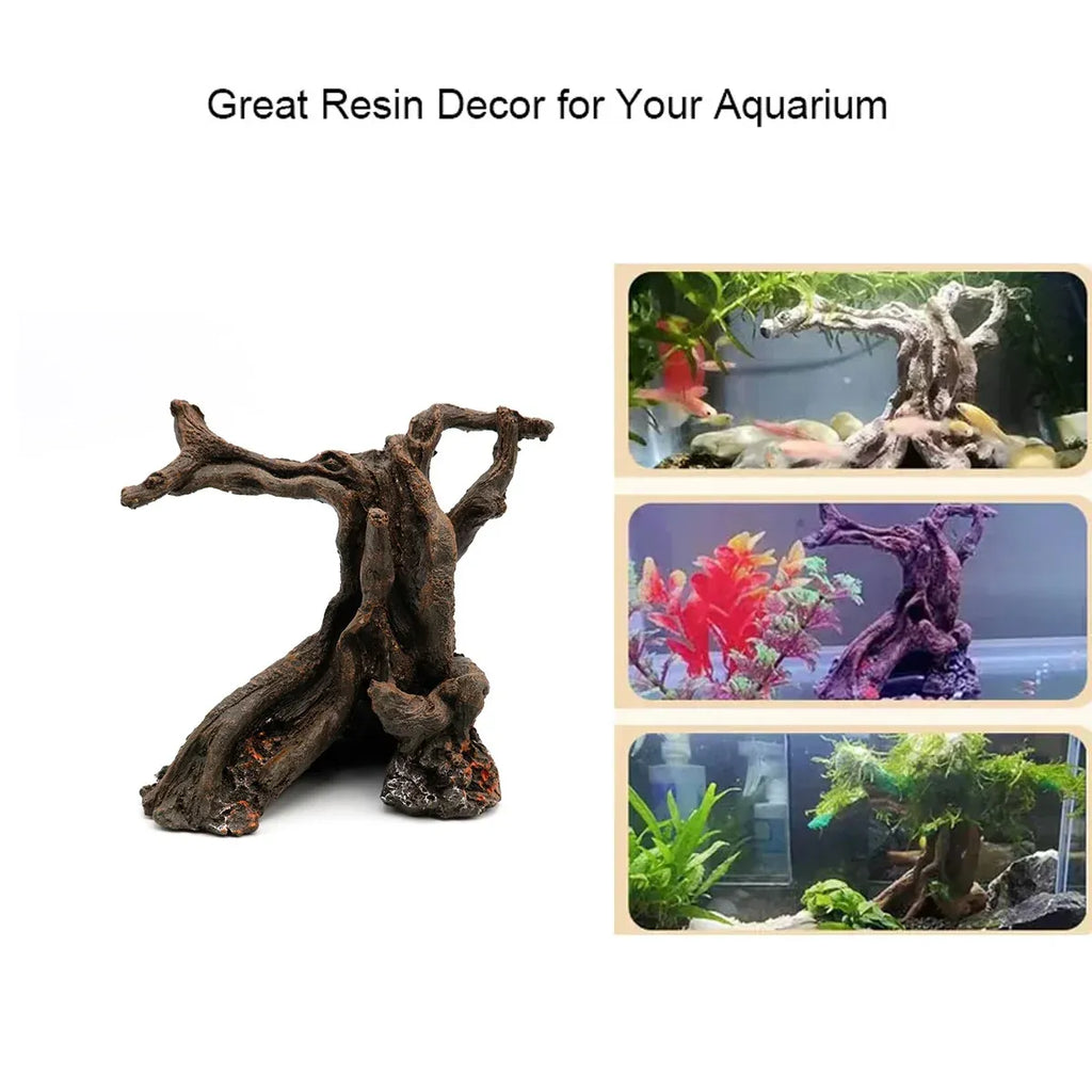 Aquarium Decor Artificial Resin Driftwood Craft Realistic Fish Tank Ornament