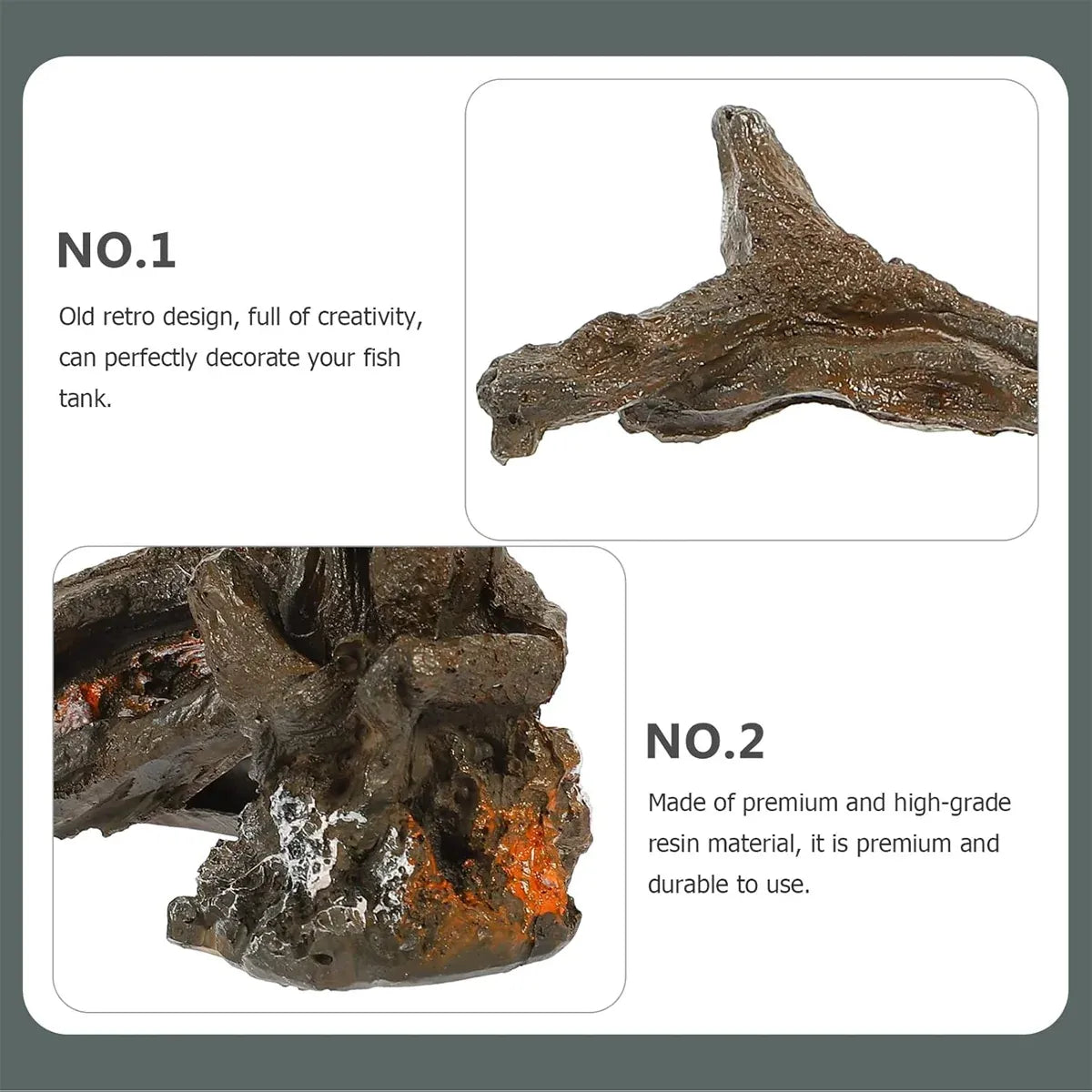 Aquarium Decor Artificial Resin Driftwood Craft Realistic Fish Tank Ornament