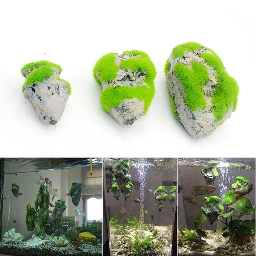 Artificial Floating Stone Pumice with Moss Aquarium Decoration Aquatic Landscape - L
