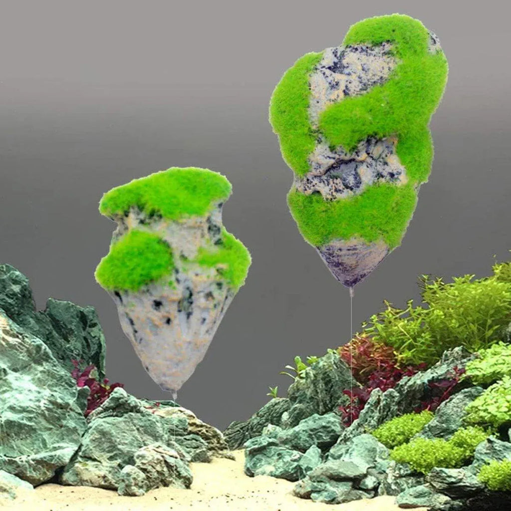 Artificial Floating Stone Pumice with Moss Aquarium Decoration Aquatic Landscape - L