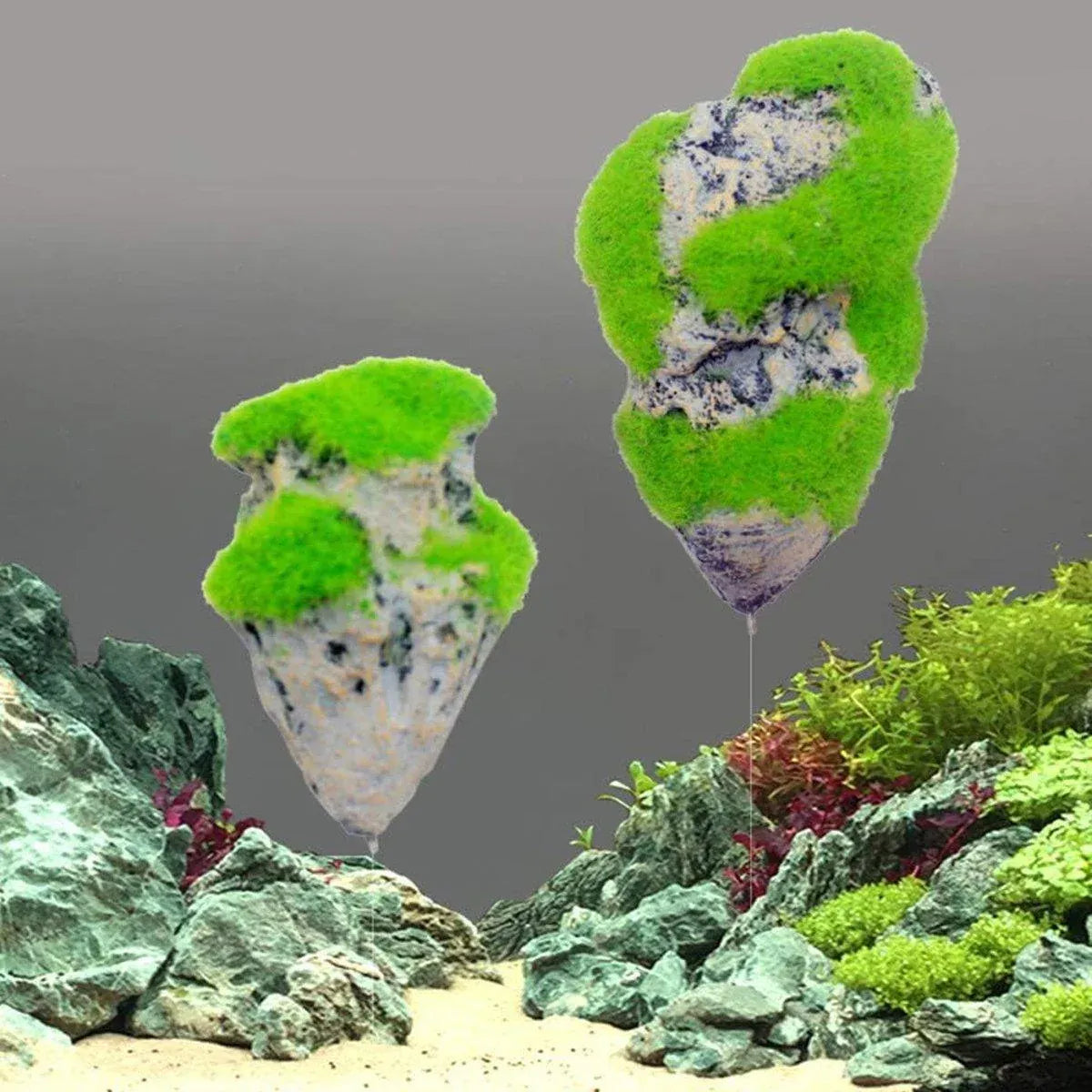 Artificial Floating Stone Pumice with Moss Aquarium Decoration Aquatic Landscape - L